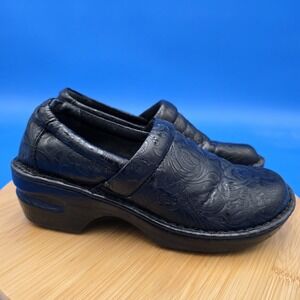 BOC Born Concept Shoes Womens 8.5 M Peggy Embossed Slip‎ On  Clogs Black